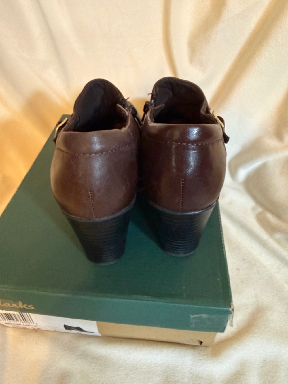 Clarks Bendables Scheme Aspire Bark Brown Leather Ankle Boots 8M 63038 Buckle - Picture 6 of 8